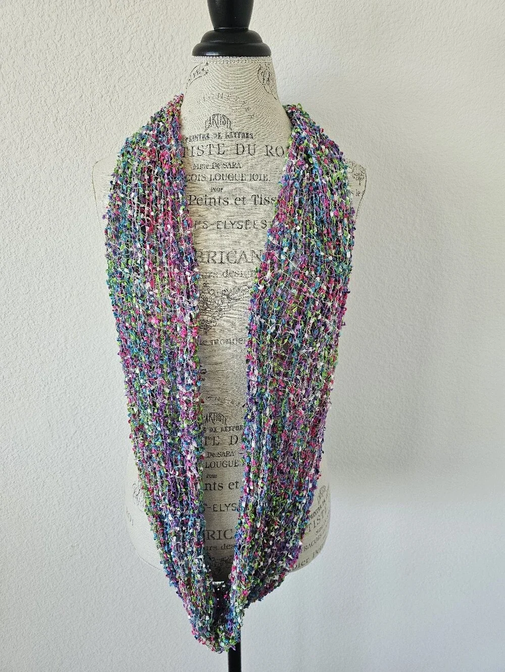 Vibrant Multi-Color Ribbon Knit Infinity Scarf (60